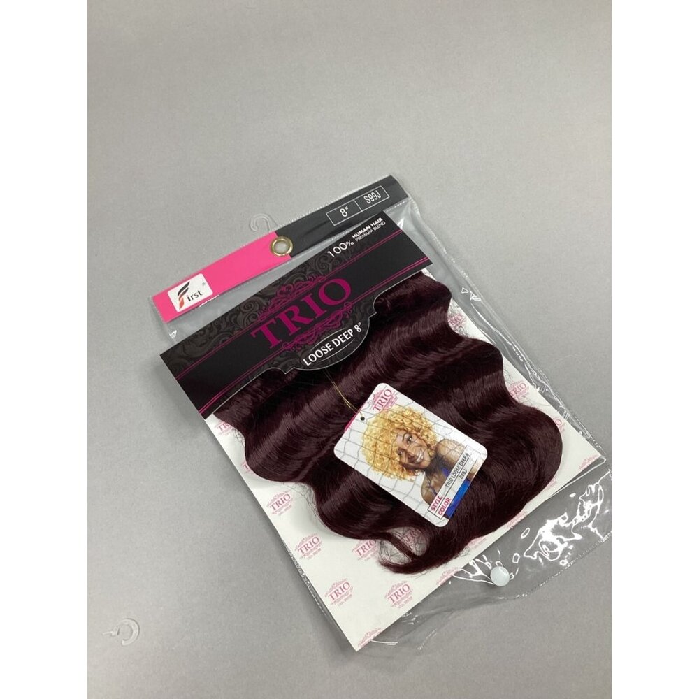 8" Trio Loose Deep Color #S99J Dark Plum Blended Hair Extensions Track By First